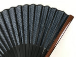 Japanese Fabric Folding Fan Vtg Sensu Bamboo Frame Blue Seigaiha Pattern 5D86-AD - Fan-chidorivintage.com