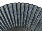 Japanese Fabric Folding Fan Vtg Sensu Bamboo Frame Blue Seigaiha Pattern 5D86-AD - Fan-chidorivintage.com