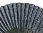 Japanese Fabric Folding Fan Vtg Sensu Bamboo Frame Blue Seigaiha Pattern 5D86-AD - Fan-chidorivintage.com