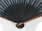 Japanese Fabric Folding Fan Vtg Sensu Bamboo Frame Blue Seigaiha Pattern 5D86-AD - Fan-chidorivintage.com