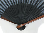 Japanese Fabric Folding Fan Vtg Sensu Bamboo Frame Blue Seigaiha Pattern 5D86-AD - Fan-chidorivintage.com
