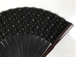 Vintage Japanese Folding Fan with Floral Design Accents