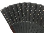 Japanese Fabric Folding Fan Vtg Sensu Bamboo Frame Black Gold Floral Design 5D87-AD - Fan-chidorivintage.com