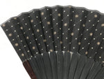 Japanese Fabric Folding Fan Vtg Sensu Bamboo Frame Black Gold Floral Design 5D87-AD - Fan-chidorivintage.com