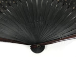 Japanese Fabric Folding Fan Vtg Sensu Bamboo Frame Black Gold Floral Design 5D87-AD - Fan-chidorivintage.com