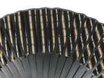 Japanese Fabric Folding Fan Vtg Sensu Bamboo Frame Black Gold Floral Design 5D87-AD - Fan-chidorivintage.com