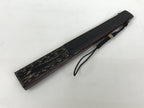 Japanese Fabric Folding Fan Vtg Sensu Bamboo Frame Black Gold Floral Design 5D87-AD - Fan-chidorivintage.com