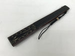 Japanese Fabric Folding Fan Vtg Sensu Bamboo Frame Black Gold Floral Design 5D87-AD - Fan-chidorivintage.com