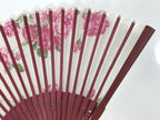 Japanese Fabric Folding Fan Vtg Sensu Bamboo Frame Hanae Mori Pink Rose 5D89-AD - Fan-chidorivintage.com