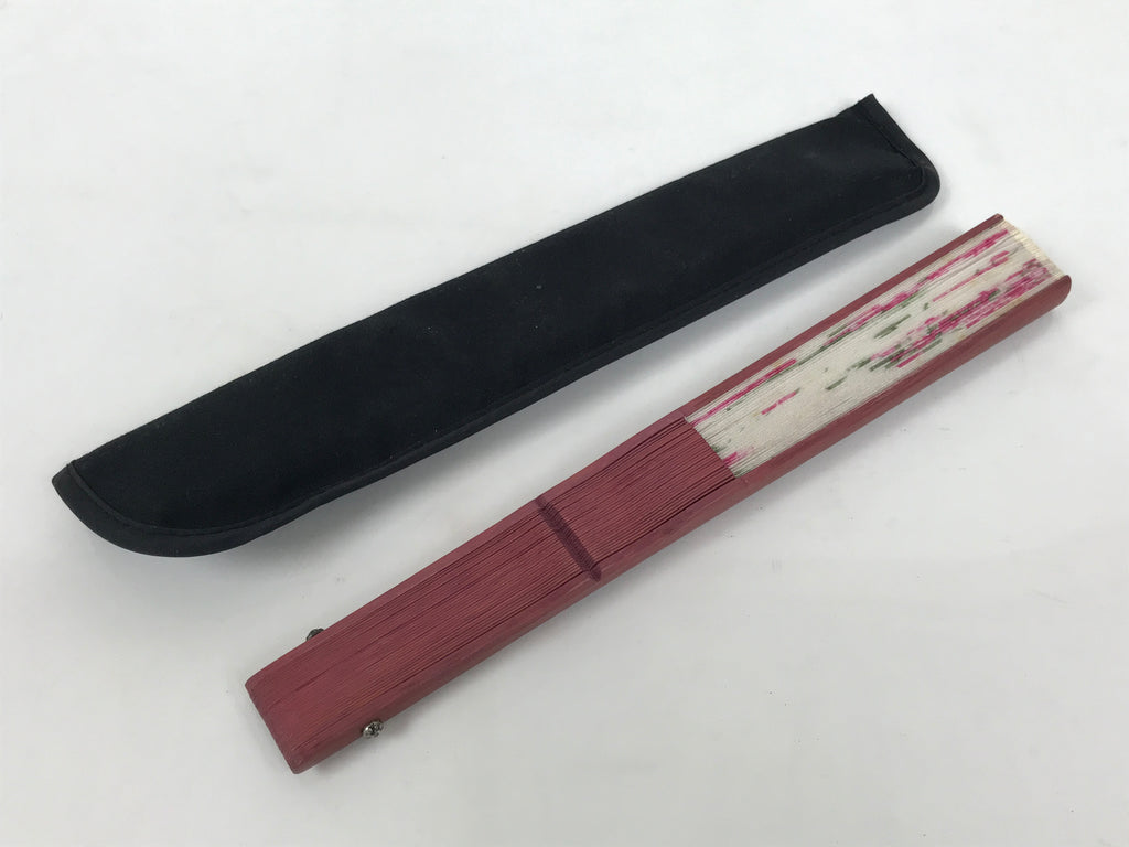 Japanese Fabric Folding Fan Vtg Sensu Bamboo Frame Hanae Mori Pink Rose 5D89-AD - Fan-chidorivintage.com