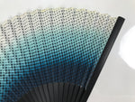 Japanese Fabric Folding Fan Vtg Sensu Bamboo Frame Blue White Dot Diamond 5D90-AD - Fan-chidorivintage.com