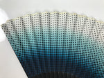 Japanese Fabric Folding Fan Vtg Sensu Bamboo Frame Blue White Dot Diamond 5D90-AD - Fan-chidorivintage.com