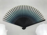 Japanese Fabric Folding Fan Vtg Sensu Bamboo Frame Blue White Dot Diamond 5D90-AD - Fan-chidorivintage.com