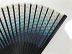 Japanese Fabric Folding Fan Vtg Sensu Bamboo Frame Blue White Dot Diamond 5D90-AD - Fan-chidorivintage.com