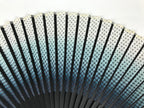 Japanese Fabric Folding Fan Vtg Sensu Bamboo Frame Blue White Dot Diamond 5D90-AD - Fan-chidorivintage.com