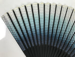 Japanese Fabric Folding Fan Vtg Sensu Bamboo Frame Blue White Dot Diamond 5D90-AD - Fan-chidorivintage.com