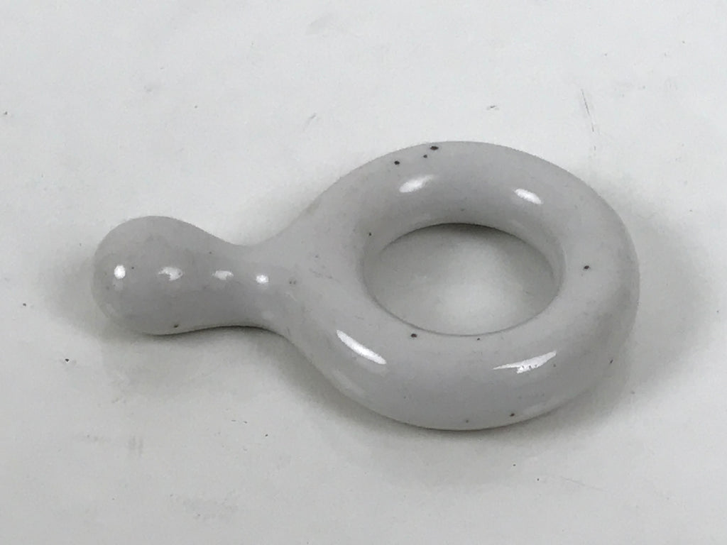 Japanese Porcelain Chopstick Rest Hashioki Vtg Utensil Holder Round White CR280-KT - Chopstick Holder-chidorivintage.com