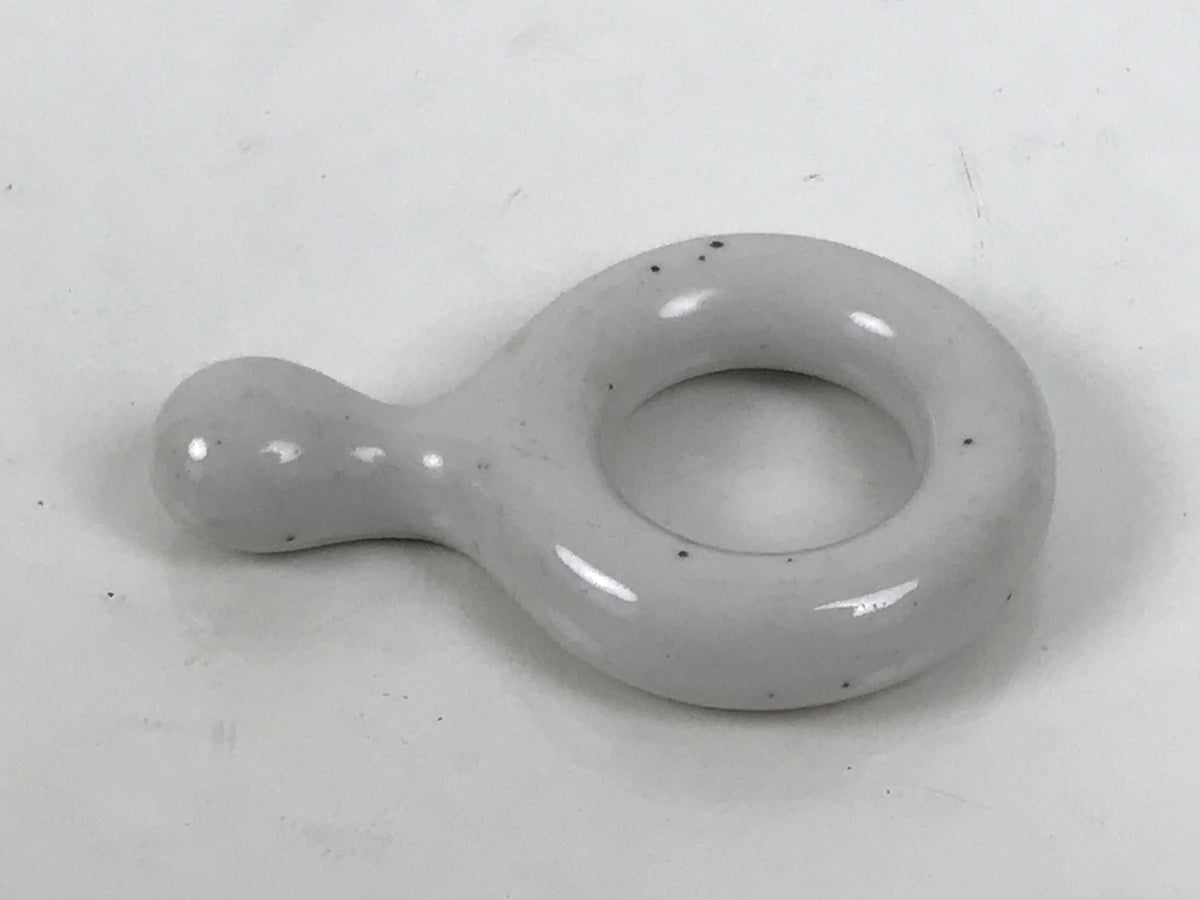 Japanese Porcelain Chopstick Rest Hashioki Vtg Utensil Holder Round White CR280-KT - Chopstick Holder-chidorivintage.com