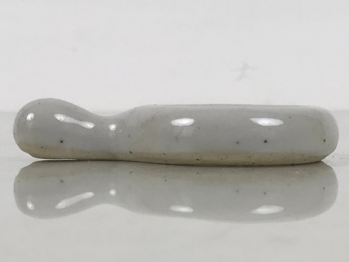 Japanese Porcelain Chopstick Rest Hashioki Vtg Utensil Holder Round White CR280-KT - Chopstick Holder-chidorivintage.com