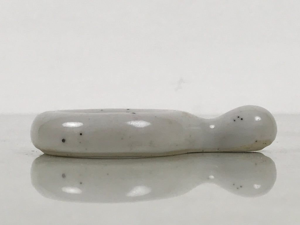 Japanese Porcelain Chopstick Rest Hashioki Vtg Utensil Holder Round White CR280-KT - Chopstick Holder-chidorivintage.com