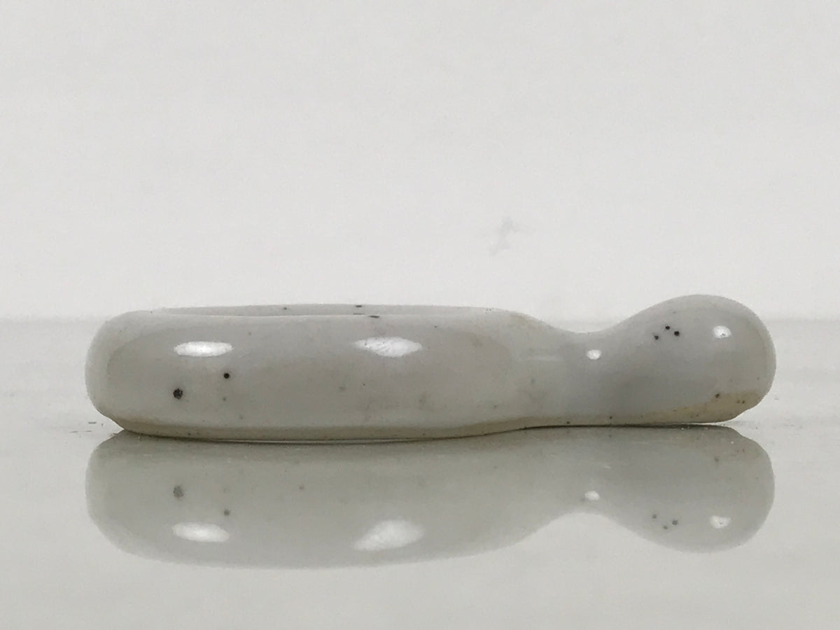 Japanese Porcelain Chopstick Rest Hashioki Vtg Utensil Holder Round White CR280-KT - Chopstick Holder-chidorivintage.com