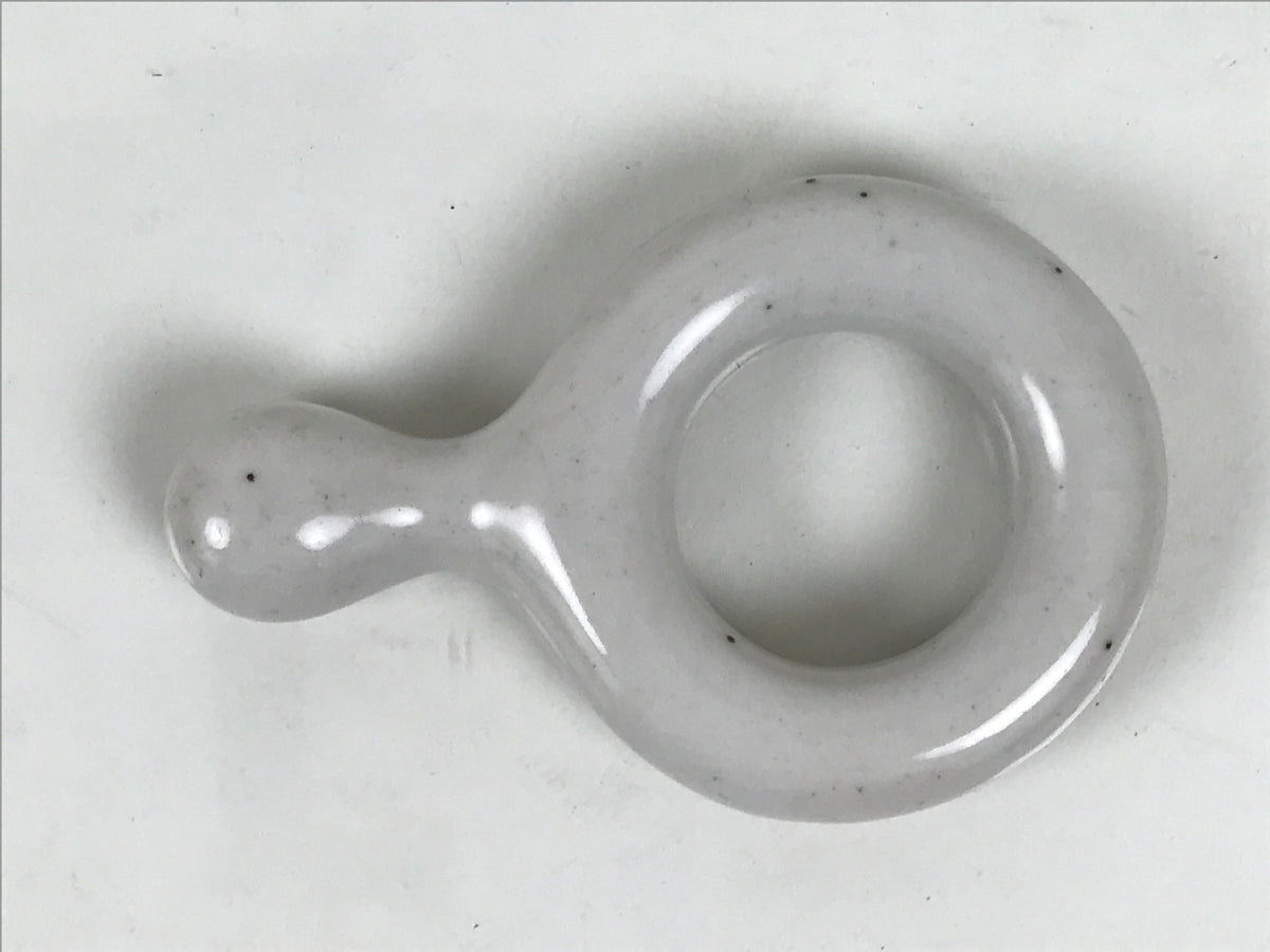 Japanese Porcelain Chopstick Rest Hashioki Vtg Utensil Holder Round White CR281-KT - Chopstick Holder-chidorivintage.com