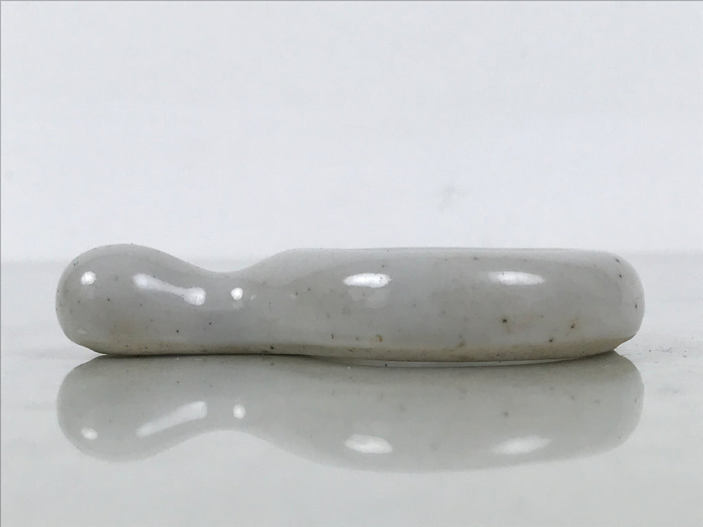 Japanese Porcelain Chopstick Rest Hashioki Vtg Utensil Holder Round White CR281-KT - Chopstick Holder-chidorivintage.com