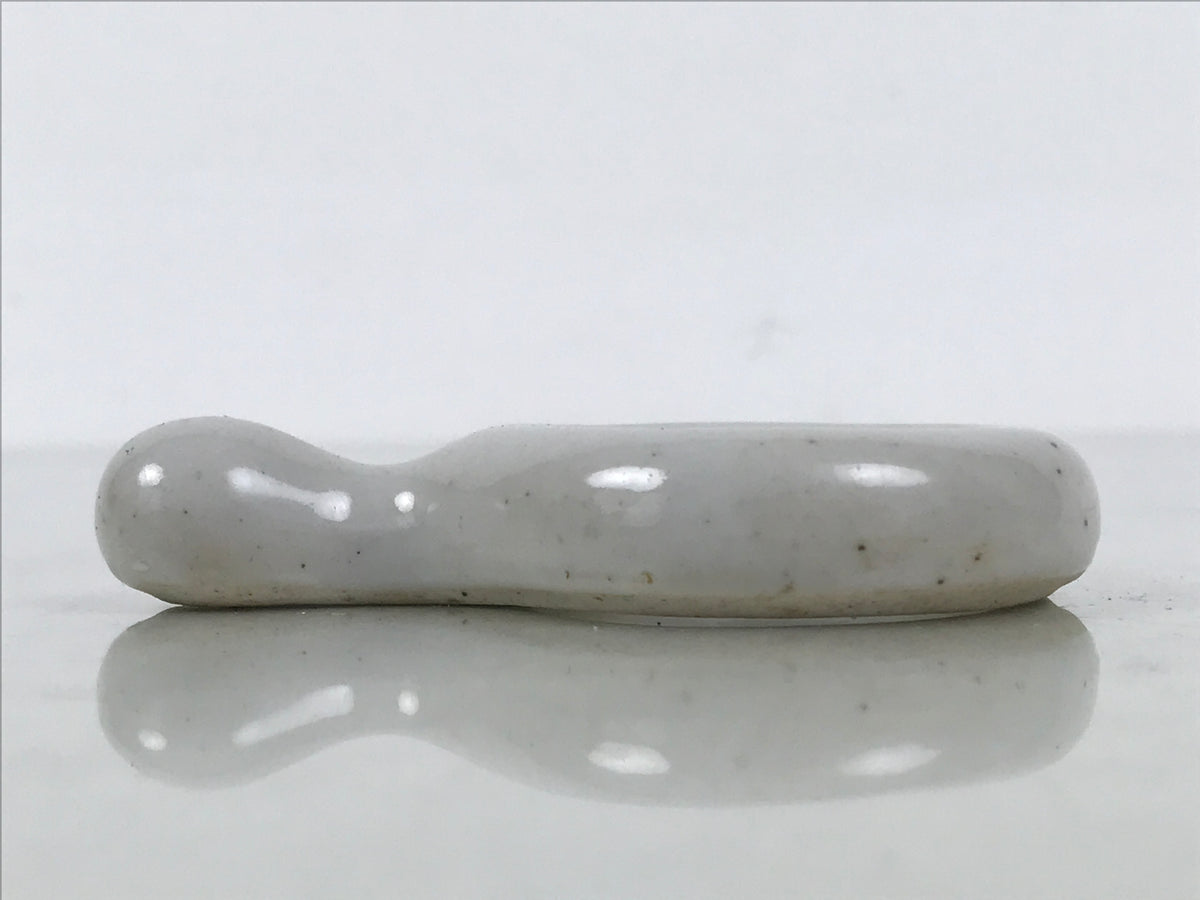 Japanese Porcelain Chopstick Rest Hashioki Vtg Utensil Holder Round White CR281-KT - Chopstick Holder-chidorivintage.com