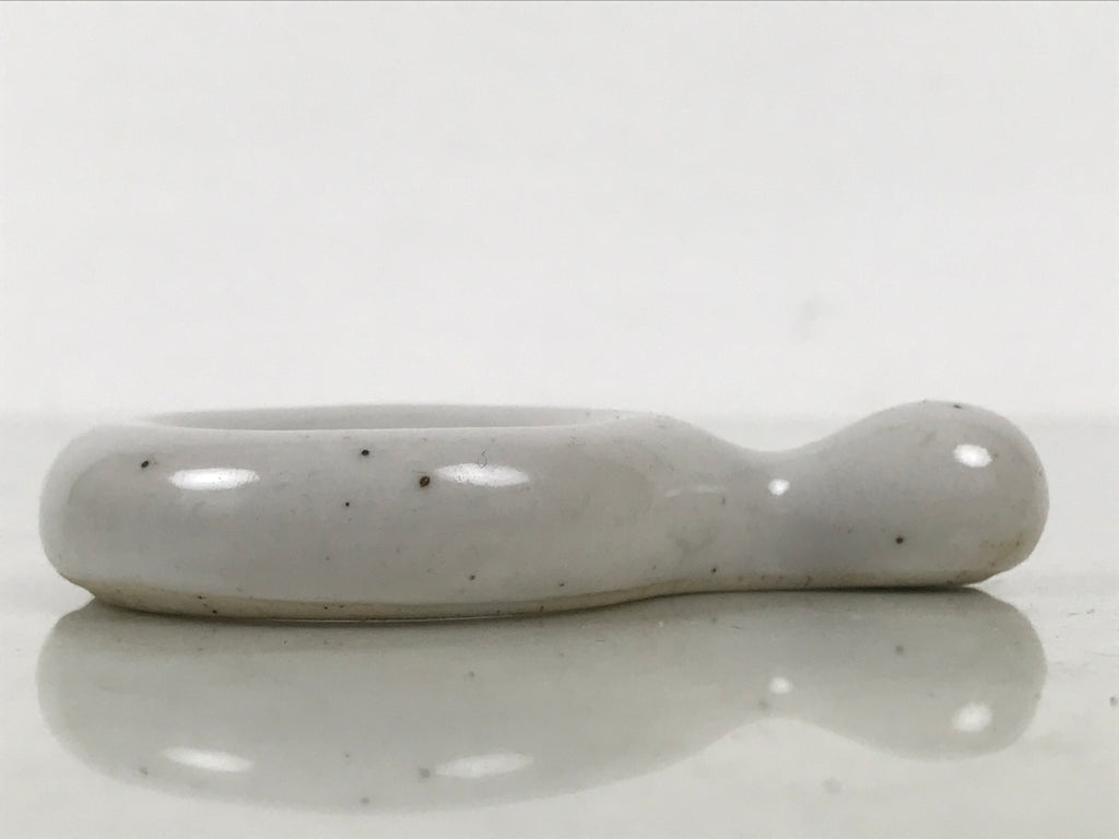 Japanese Porcelain Chopstick Rest Hashioki Vtg Utensil Holder Round White CR281-KT - Chopstick Holder-chidorivintage.com