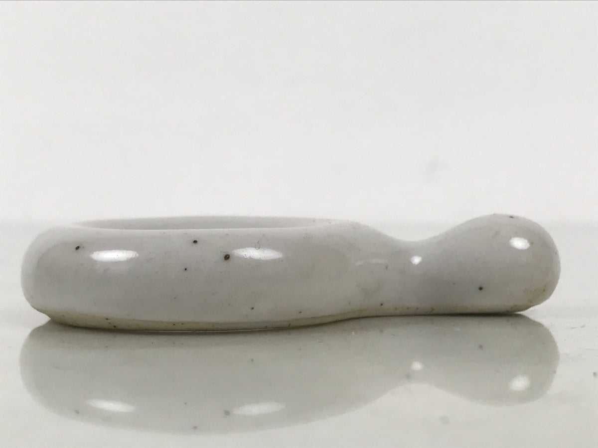 Japanese Porcelain Chopstick Rest Hashioki Vtg Utensil Holder Round White CR281-KT - Chopstick Holder-chidorivintage.com