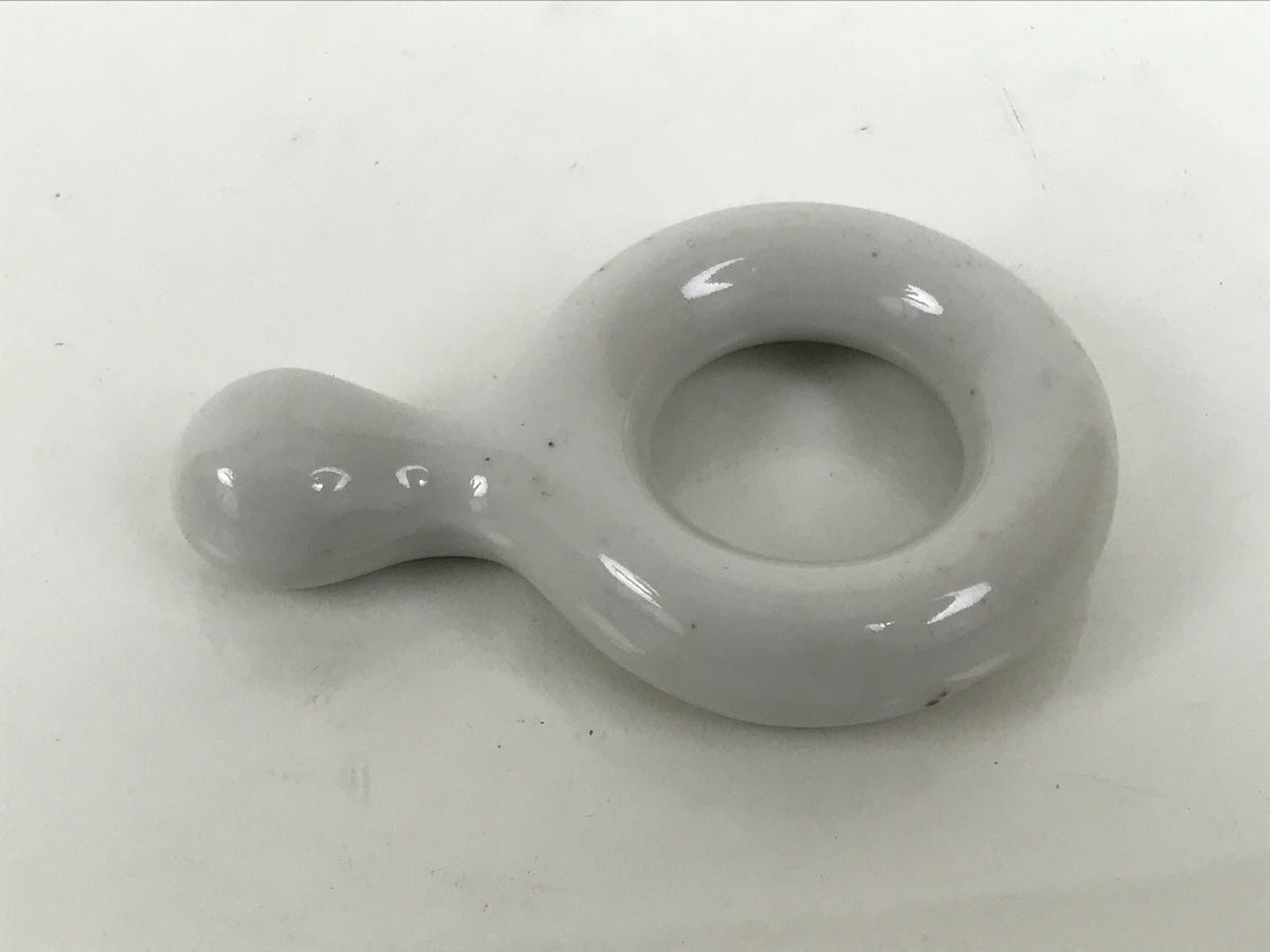 Japanese Porcelain Chopstick Rest Hashioki Vtg Utensil Holder Round White CR282-KT - Chopstick Holder-chidorivintage.com