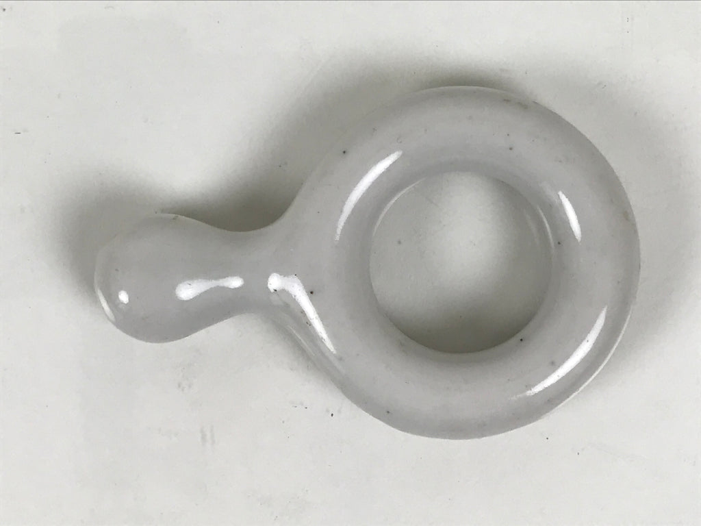 Japanese Porcelain Chopstick Rest Hashioki Vtg Utensil Holder Round White CR282-KT - Chopstick Holder-chidorivintage.com