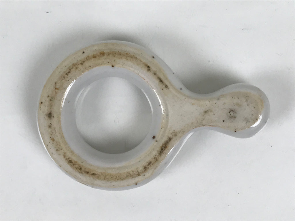 Japanese Porcelain Chopstick Rest Hashioki Vtg Utensil Holder Round White CR282-KT - Chopstick Holder-chidorivintage.com