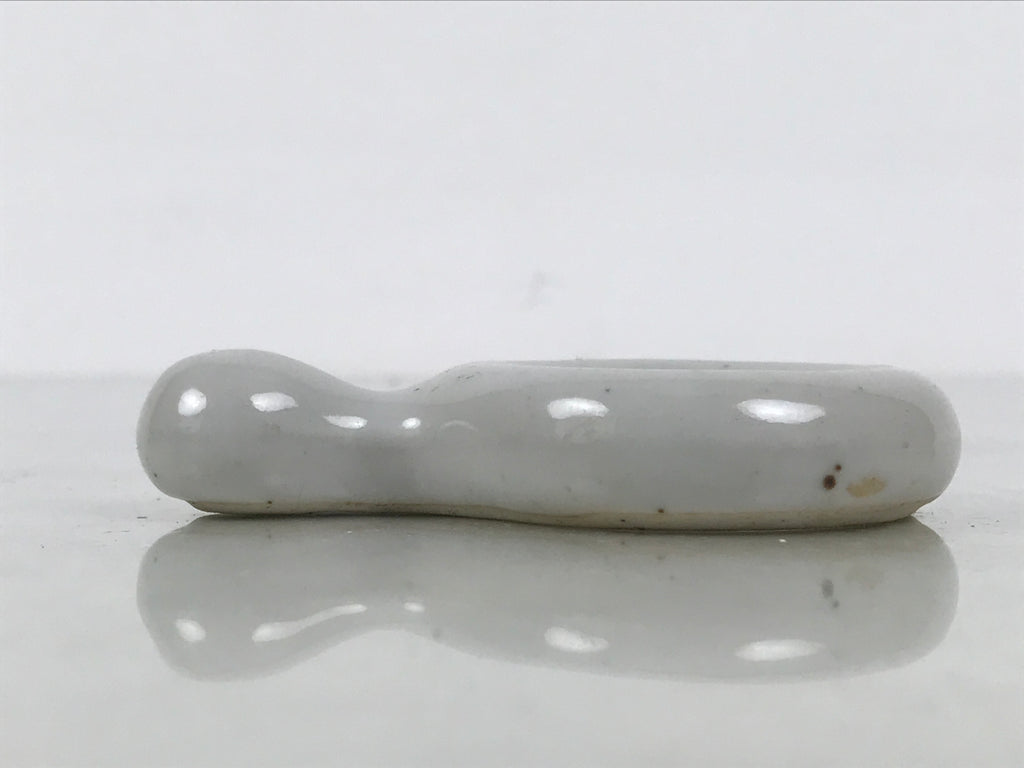 Japanese Porcelain Chopstick Rest Hashioki Vtg Utensil Holder Round White CR282-KT - Chopstick Holder-chidorivintage.com