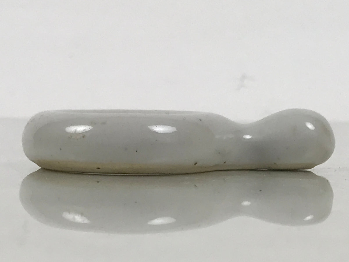 Japanese Porcelain Chopstick Rest Hashioki Vtg Utensil Holder Round White CR282-KT - Chopstick Holder-chidorivintage.com