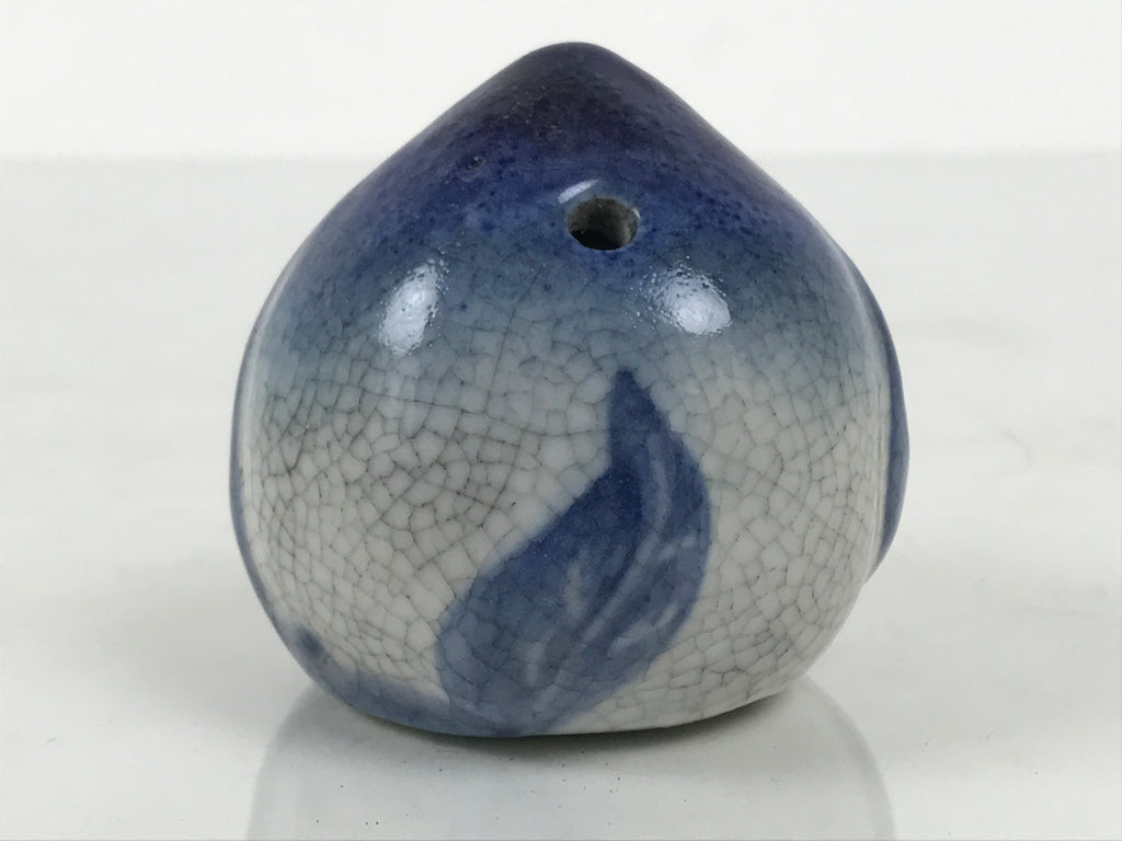 Japanese Calligraphy Water Dropper Suiteki Vtg Ceramic Round Blue White C46-AD - Calligraphy Tool-chidorivintage.com