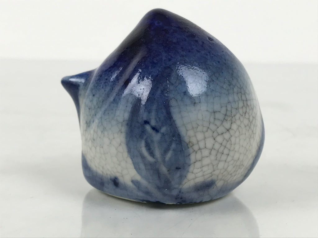 Japanese Calligraphy Water Dropper Suiteki Vtg Ceramic Round Blue White C46-AD - Calligraphy Tool-chidorivintage.com
