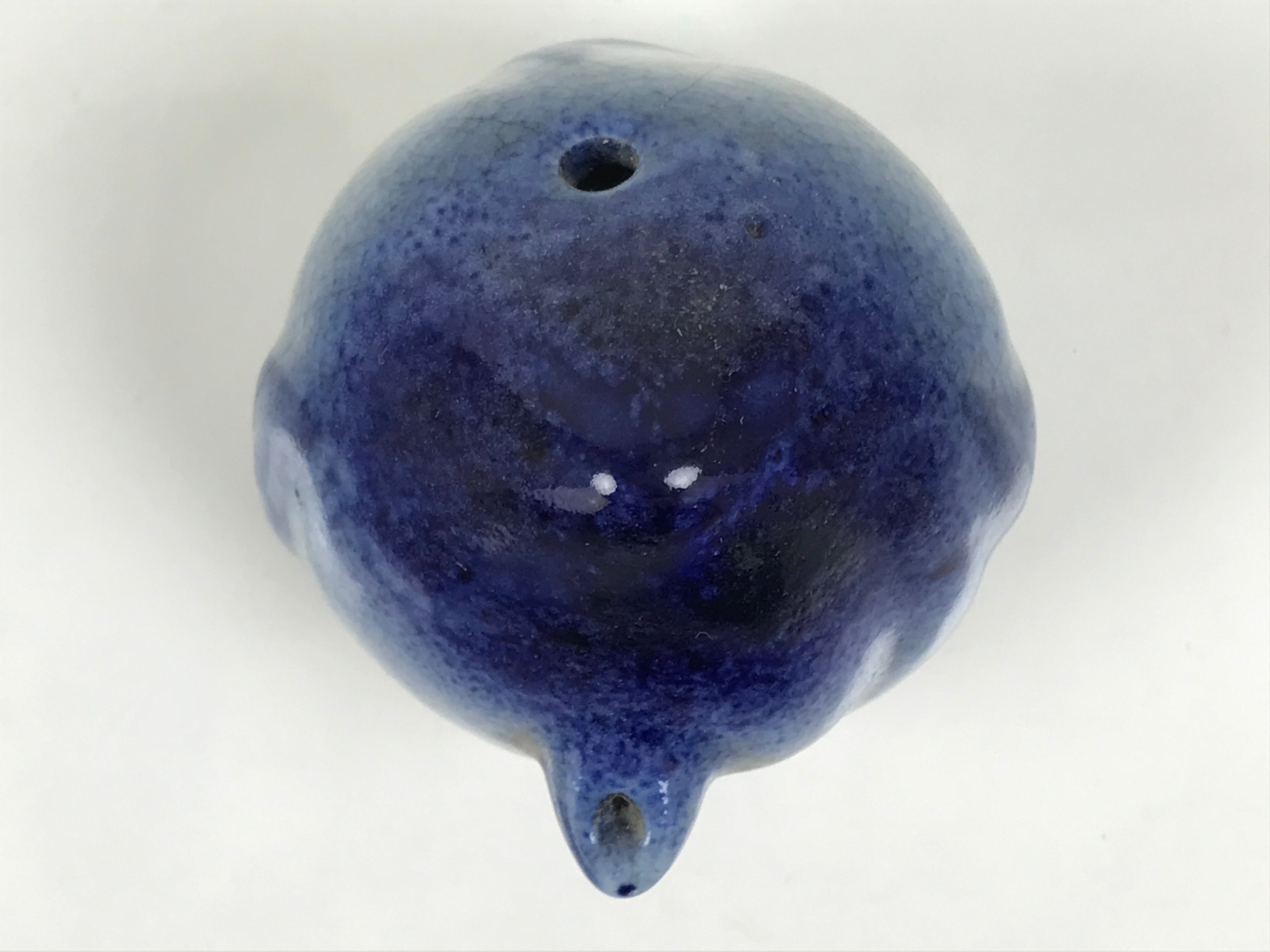 Japanese Calligraphy Water Dropper Suiteki Vtg Ceramic Round Blue White C46-AD - Calligraphy Tool-chidorivintage.com