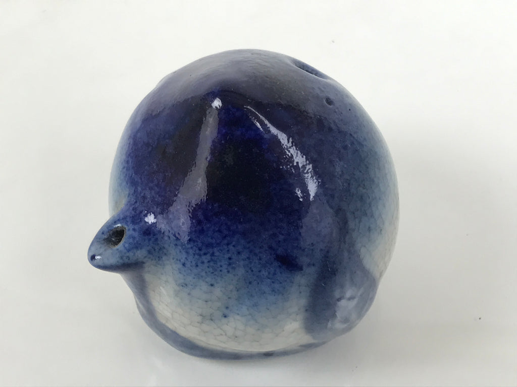 Japanese Calligraphy Water Dropper Suiteki Vtg Ceramic Round Blue White C46-AD - Calligraphy Tool-chidorivintage.com