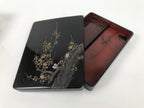 Antique Japanese Lacquer Wooden Calligraphy Tool Box Suzuribako Shodo Shuji C47-AD - Calligraphy Tool-chidorivintage.com