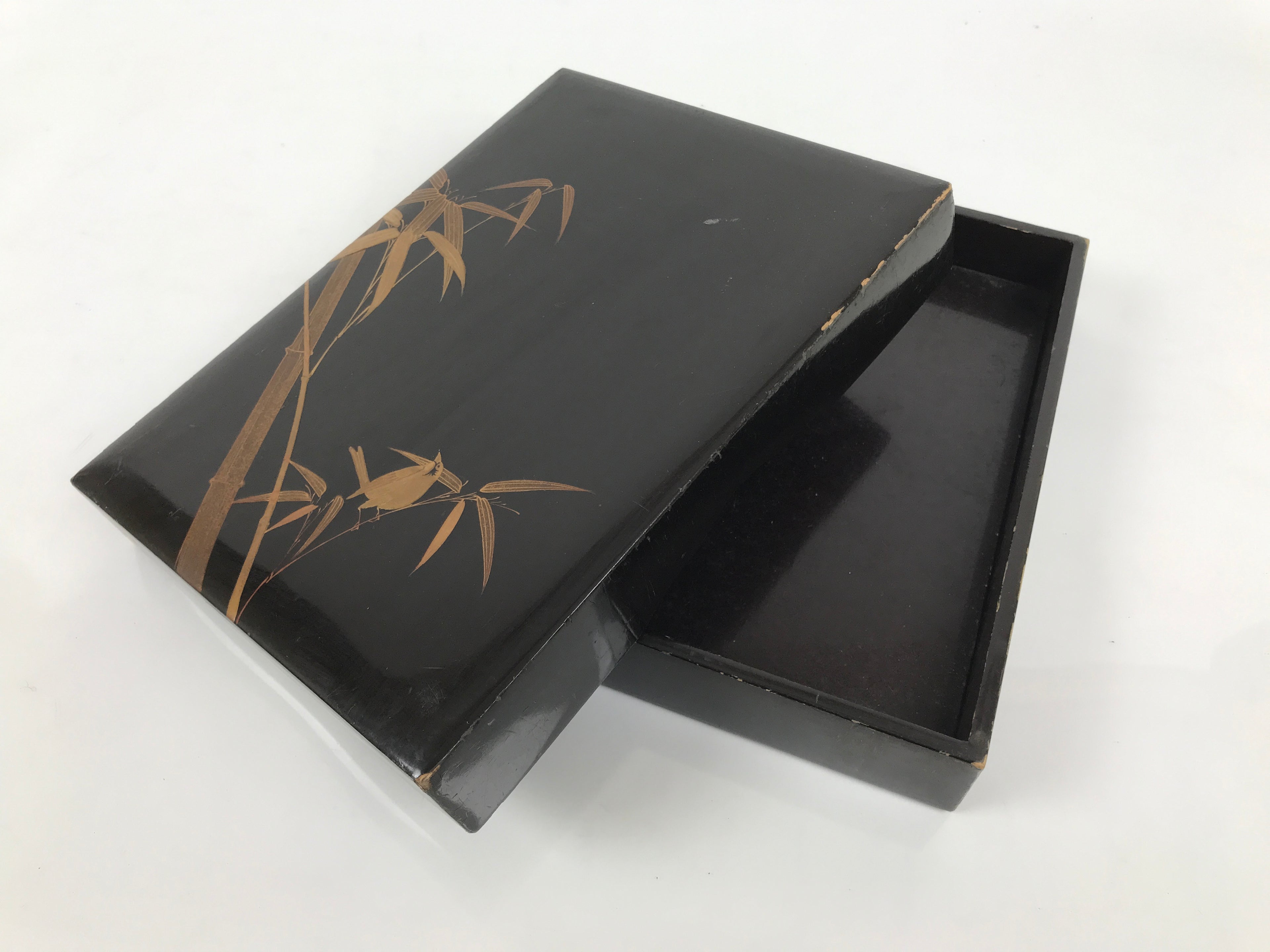 Antique Japanese Lacquer Wooden Calligraphy Tool Box Suzuribako Shodo Shuji C48-AD - Calligraphy Tool-chidorivintage.com