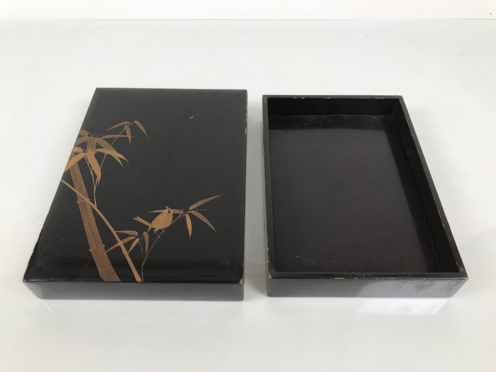 Antique Japanese Lacquer Wooden Calligraphy Tool Box Suzuribako Shodo Shuji C48-AD - Calligraphy Tool-chidorivintage.com
