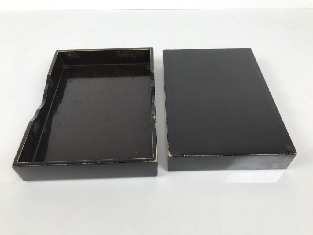 Antique Japanese Lacquer Wooden Calligraphy Tool Box Suzuribako Shodo Shuji C48-AD - Calligraphy Tool-chidorivintage.com