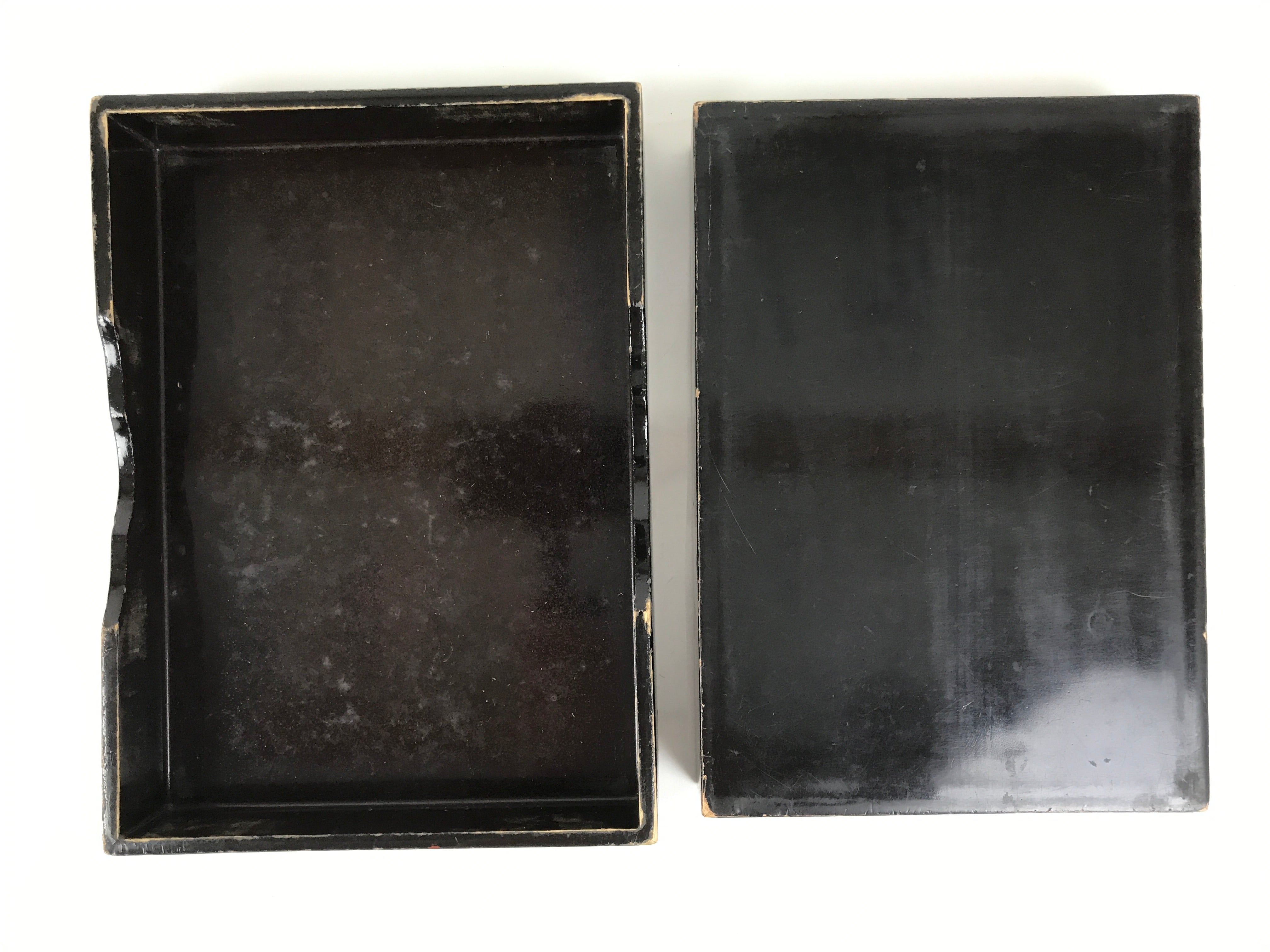 Japanese Calligraphy Tool Storage Box: Lacquered Vintage Style