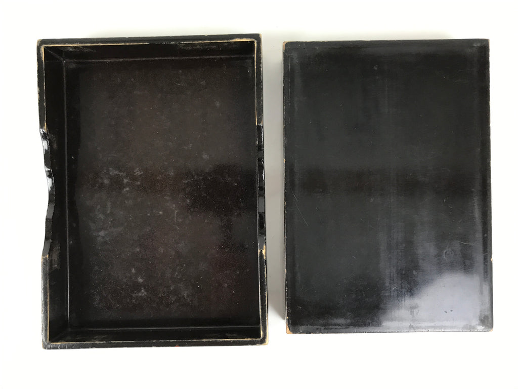 Antique Japanese Lacquer Wooden Calligraphy Tool Box Suzuribako Shodo Shuji C48-AD - Calligraphy Tool-chidorivintage.com
