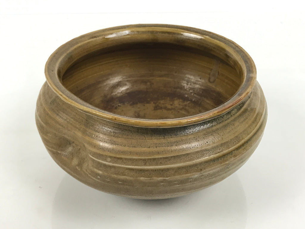Japanese Ceramic Waste Water Bowl Kensui Vtg Tea Ceremony Brown Stripe CHB171-KT - Bowl-chidorivintage.com