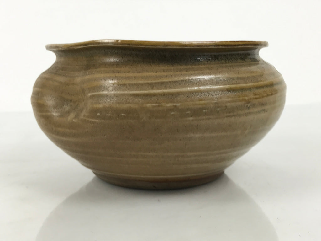 Japanese Ceramic Waste Water Bowl Kensui Vtg Tea Ceremony Brown Stripe CHB171-KT - Bowl-chidorivintage.com