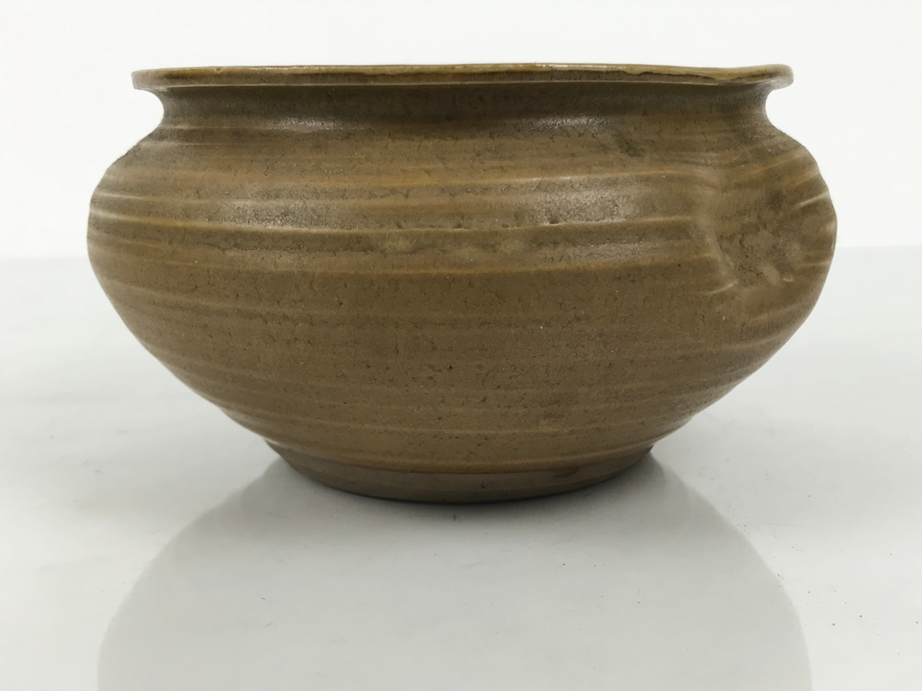 Japanese Ceramic Waste Water Bowl Kensui Vtg Tea Ceremony Brown Stripe CHB171-KT - Bowl-chidorivintage.com