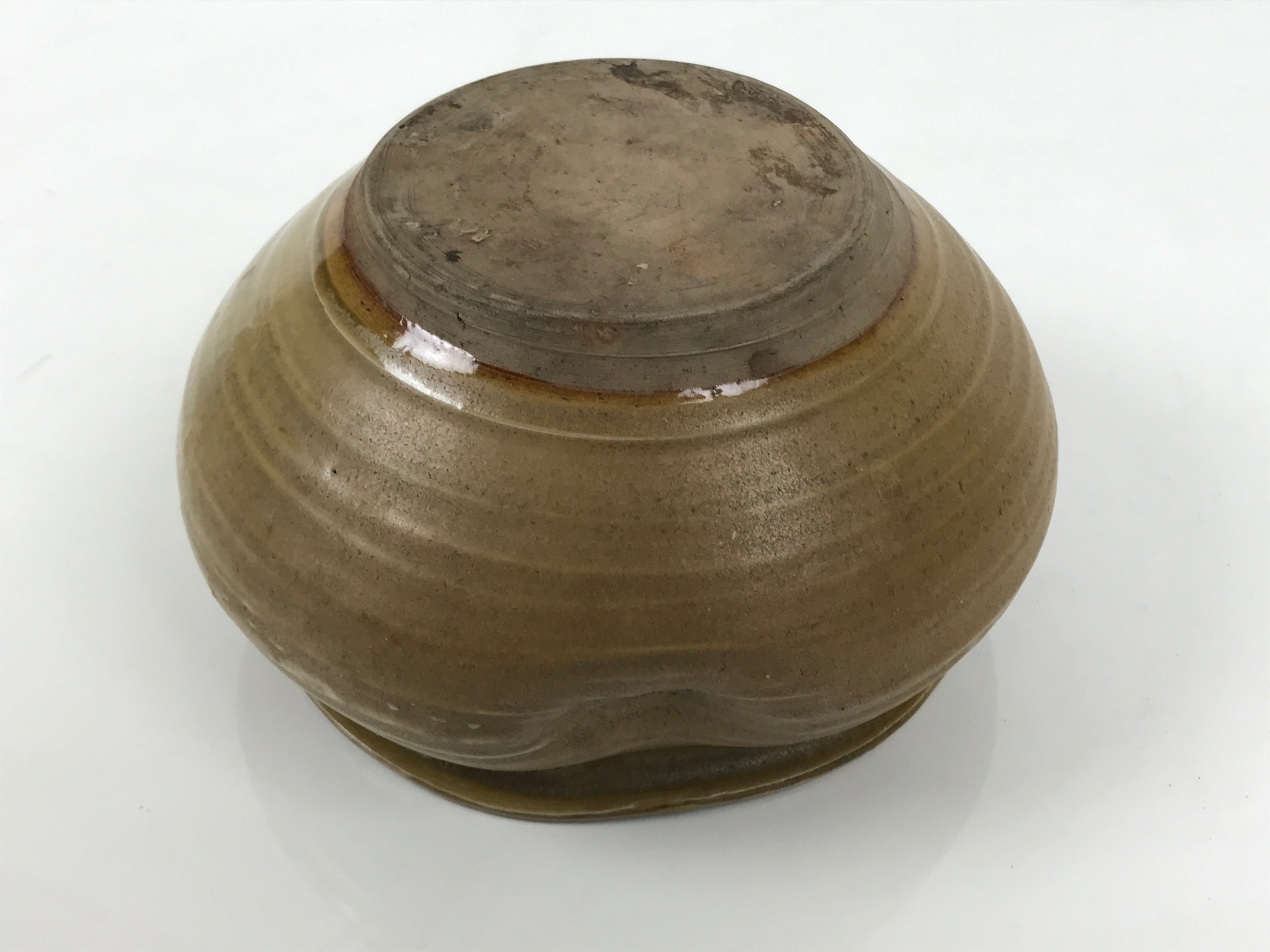 Japanese Ceramic Waste Water Bowl Kensui Vtg Tea Ceremony Brown Stripe CHB171-KT - Bowl-chidorivintage.com