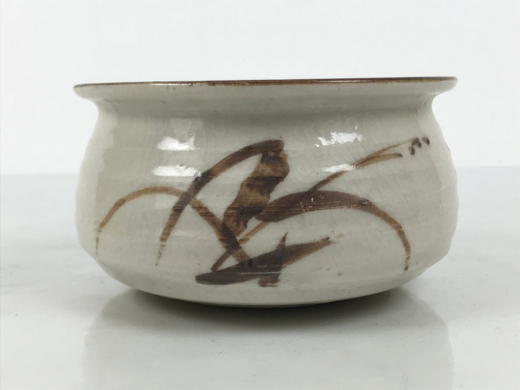 Japanese Ceramic Waste Water Bowl Kensui Vtg Tea Ceremony White Brown CHB172-KT - Bowl-chidorivintage.com